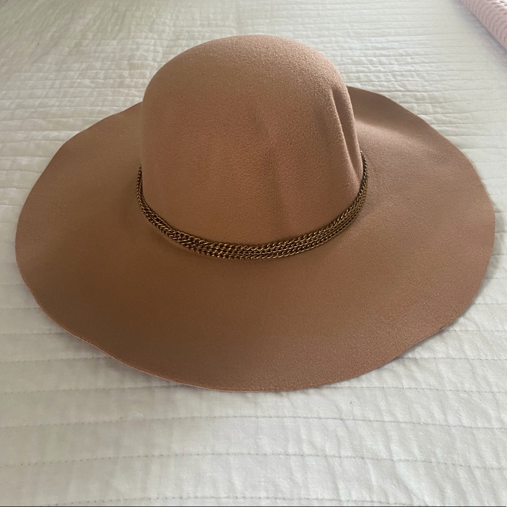 Wide Brim Fedora Fluffy Suede Summer Hat Wool Gold